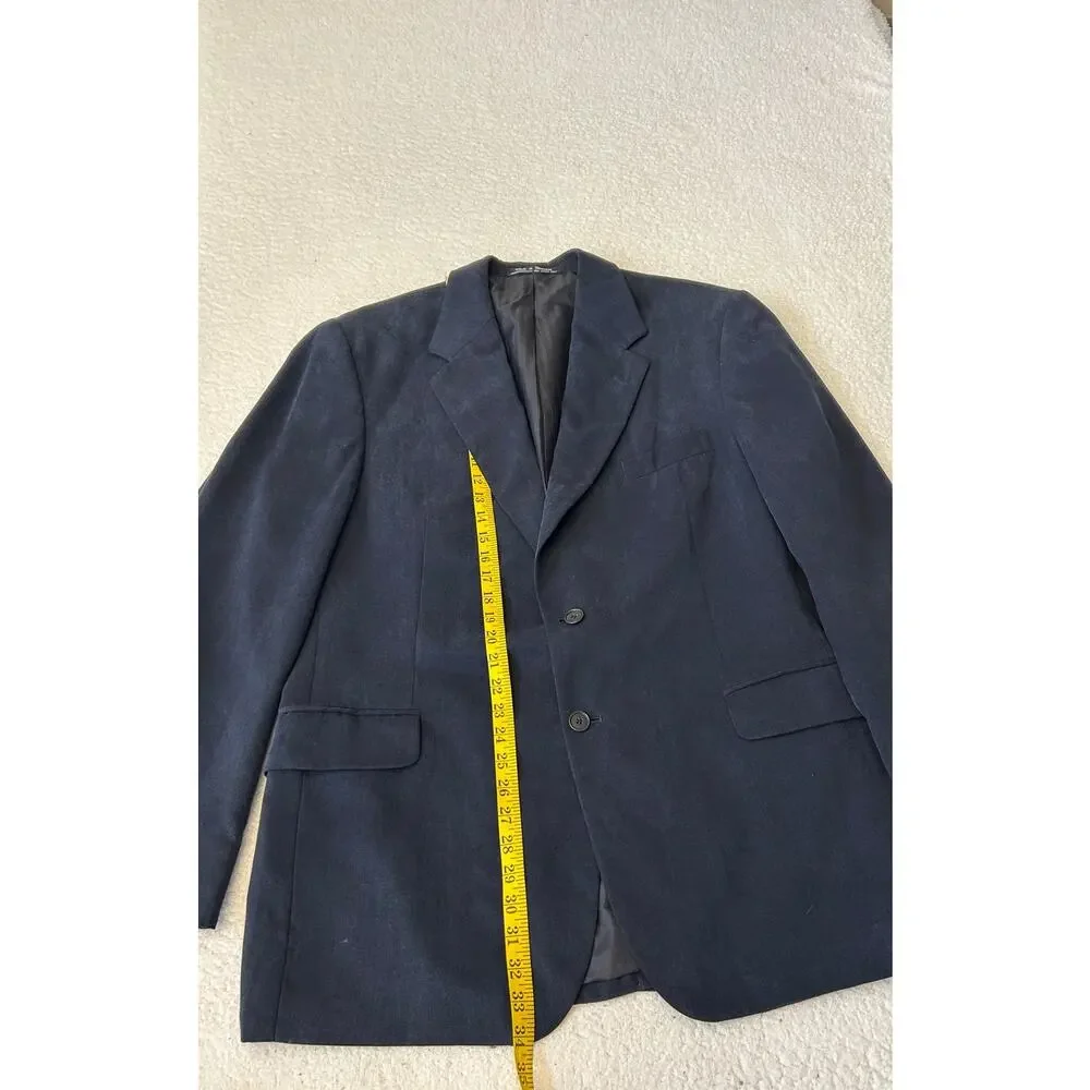Boca Classics Men's Faux Suede Sport Coat 44L Blue 2 Button Very Soft